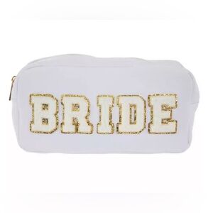 White Bride Makeup Bag with Gold Accents NWT